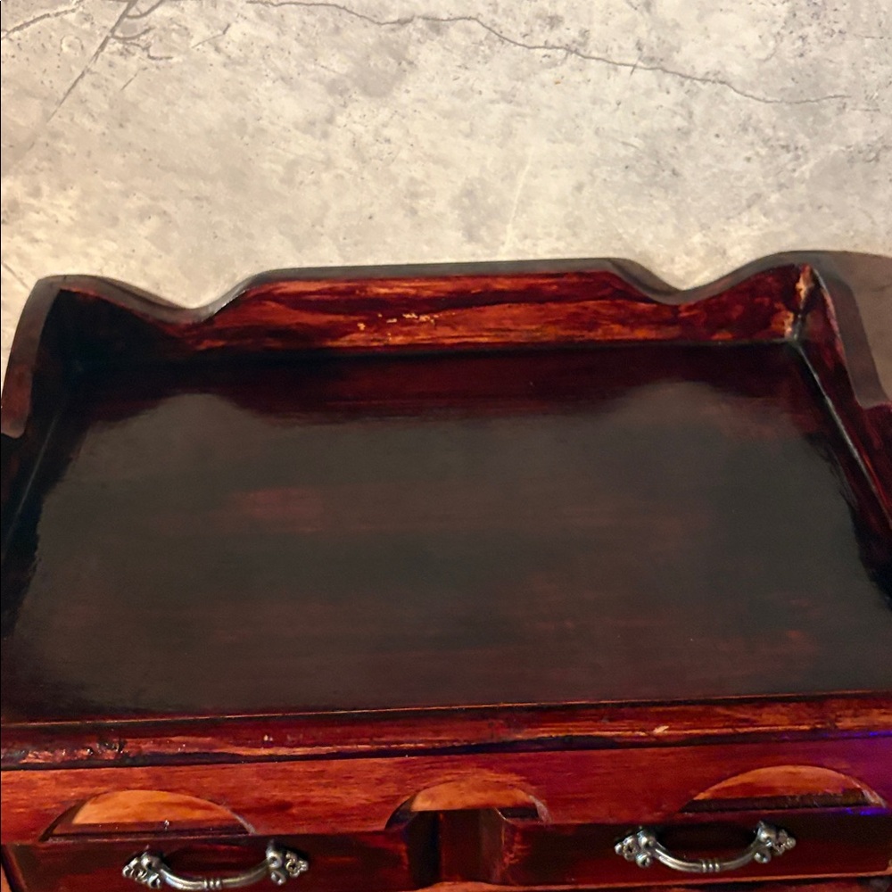 Handmade Vintage Wooden Jewelry Box Treasure Chest Stash Spot Lift Top/2 Drawer - Picture 13 of 17